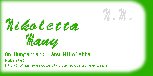 nikoletta many business card