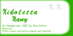 nikoletta many business card